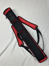 J&J  Black W/ Red Accents 3 Butt 4 Shaft 3x4 / 2x5 Duranylon Pool Cue Case