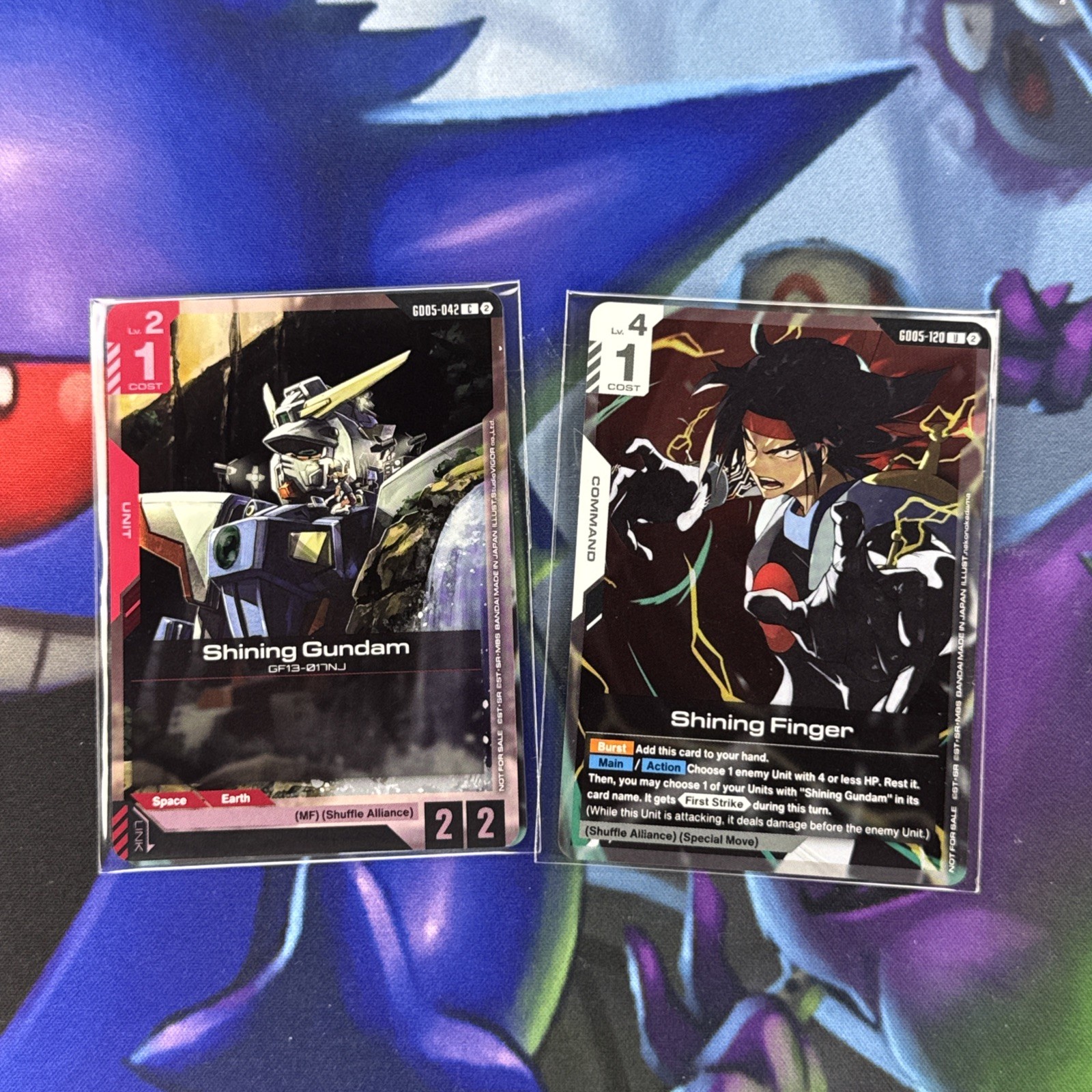 GUNDAM CARD GAME SHINING FINGER GD05-120 + Shining Gundam GD05-042 FOIL PROMO 