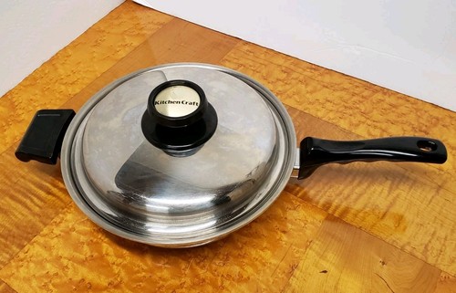 Kitchen Craft Americraft 10" Stainless Steel Freedom Skillet Pan & Lid USA Made - Picture 3 of 12