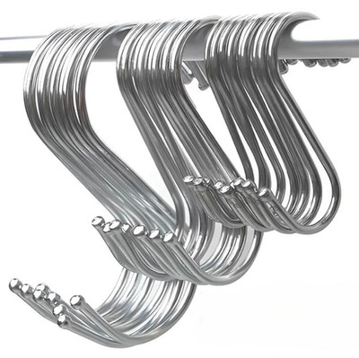 10PCS Stainless Steel S Shape Hooks Hanging Rack for Kitchen Bathroom