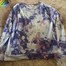 Athleta Girl Size L/12 Blue Purple Tie Dye Pullover With Front Pocket