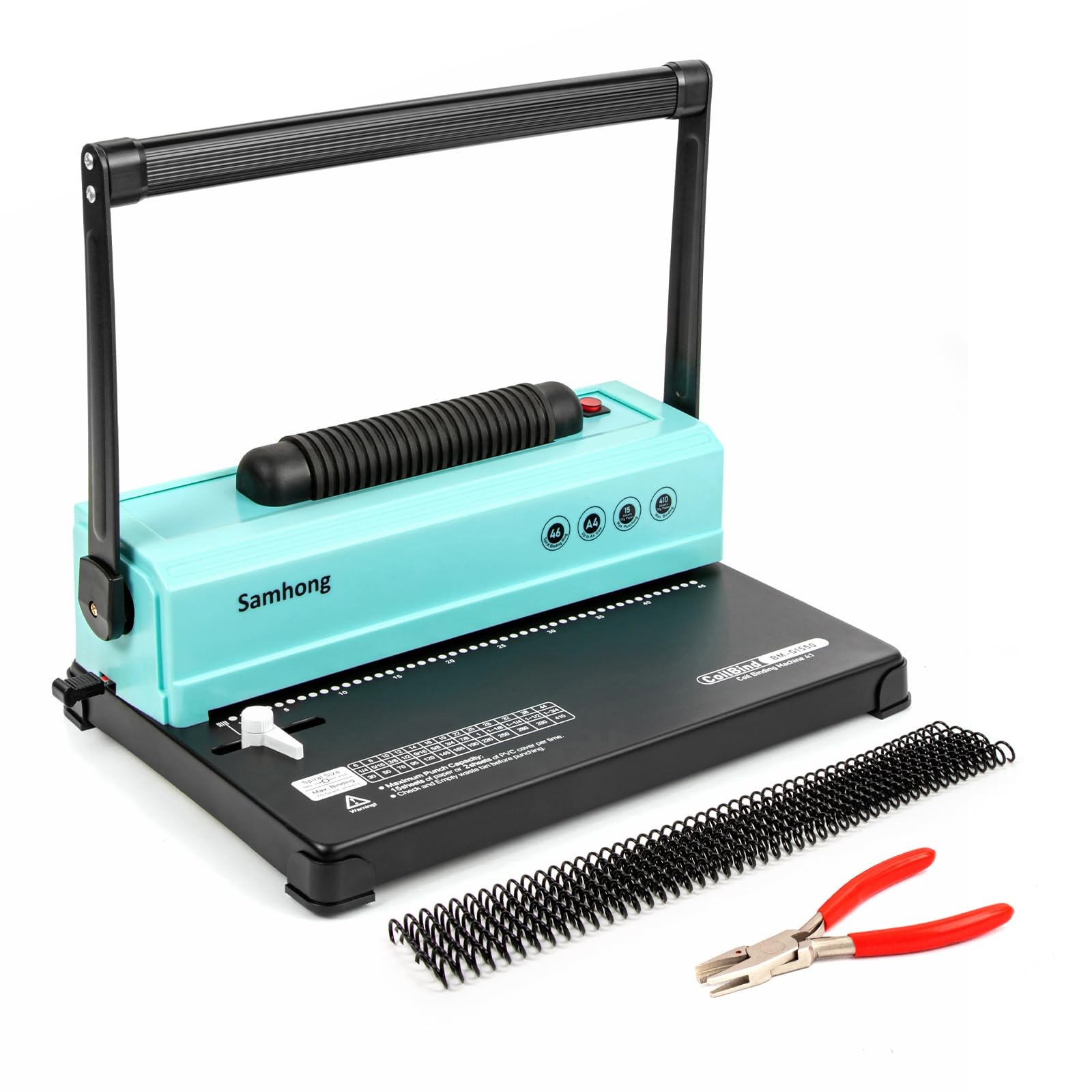 SAMHONG Coil Spiral Binding Machine - Manual Hole Punch - Electric Coil Inser...