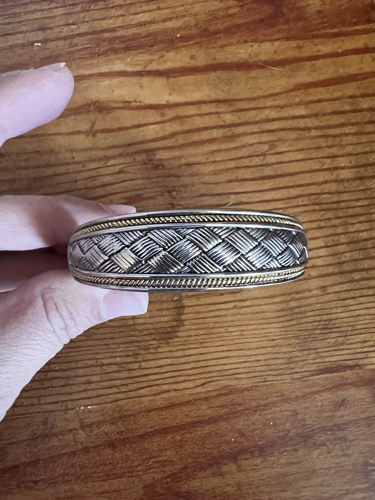 Ethnic Pattern Asymmetrical Cuff Bracelet Silver … - image 1