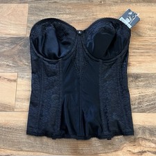 Dominique Black LaceLongline Bustier Corset Bra32DD Bridal Padded NWT