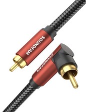 1 PCS Black 90 Degree RCA Right Angle Subwoofer Cable Gold Plated 6.6 FT