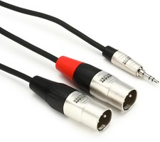Hosa HMX-010Y Pro Stereo Breakout Cable - 3.5mm TRS Male to Dual XLR Male - 10'