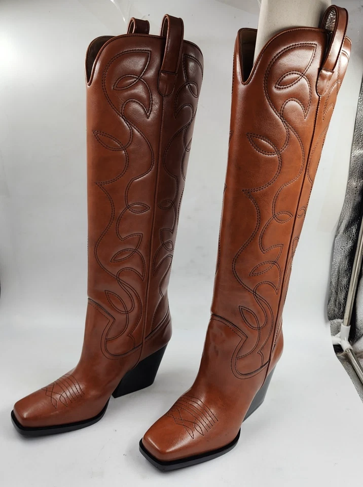 Botas de Vaquero Stella McCartney de Cuero Vegano para Mujer 36 Tostado Puntera Cuadrada Foto 3 de 4