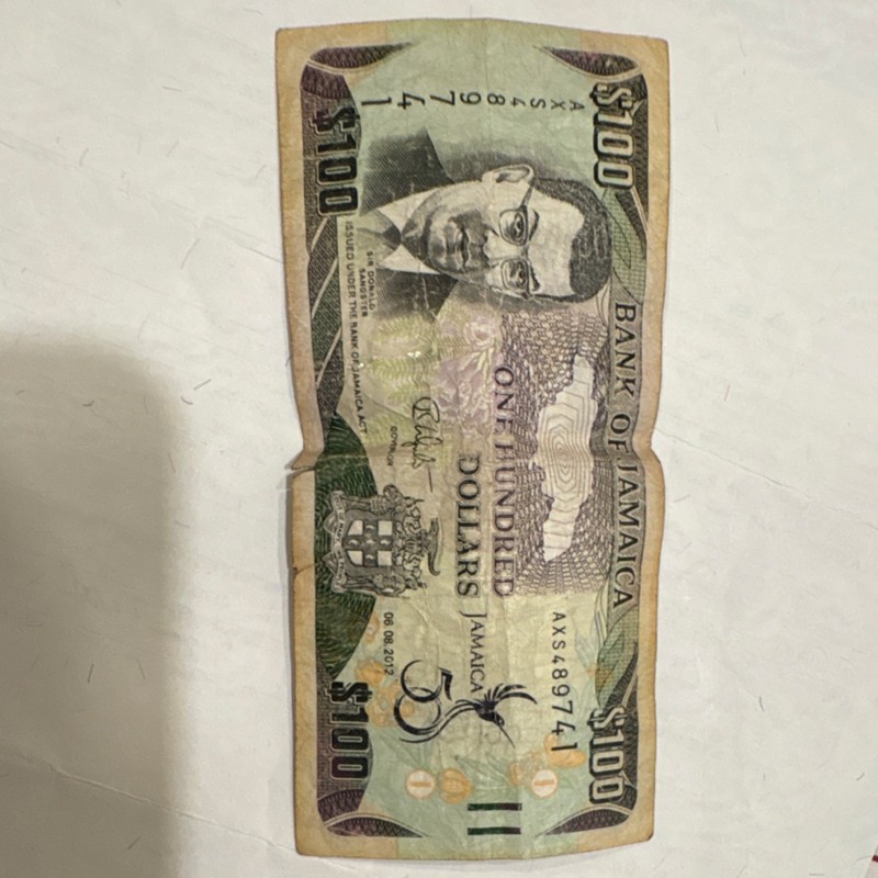 Bank of Jamaica $100 Banknote 2012 Circulated Uncertified Ungraded Paper Money