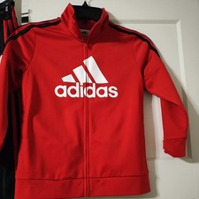 adidas Boy's Kids Red/Black/White 3S Tricot Track Set AG6585Y Sizes 7