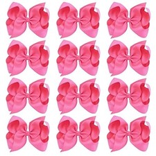 Big Hair Bows for Girls 12 PCS 6" Hot 1 Count Pack of 12 12PCS - Hot Pink