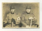08 Vintage Original WWII Photo Two Japanese Soldiers Armed w/ Swords In Uniform