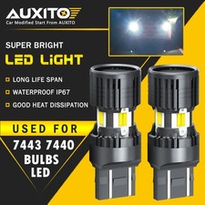 2X 7443 7444 LED Turn Signal Backup Reverse Parking DRL Light Bulbs White 4KP8 E