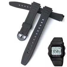 18mm Rubber Watch Band Strap For Casio W-800H W-217H AQ-S800W Bracelet  Tools