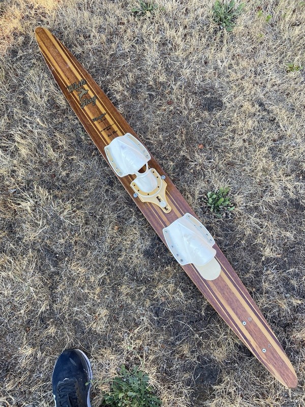 VINTAGE WHITE STAG INLAID WOOD SLALOM WATER SKI MAHERAJAH CONNELLY HOOK ERA VGC