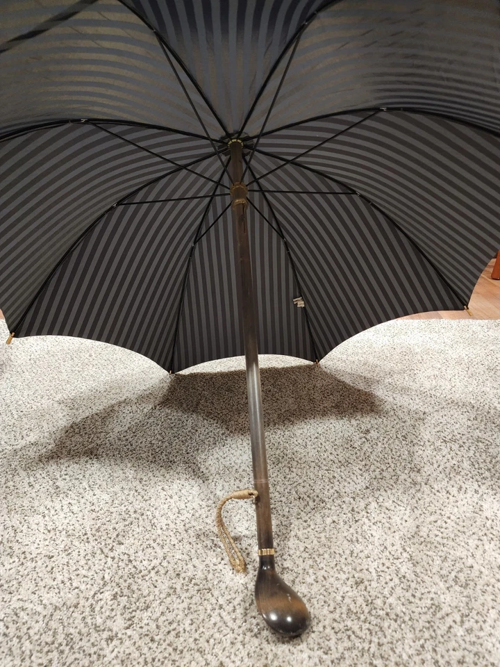 RARO Hermoso Paraguas Belgique Eider Vintage Mango de Madera Para Caminar Paraguas Foto 3 de 4