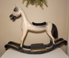 Large Hand Carved Wooden Rocking Horse 24 Primitive Country Folk Art Decor