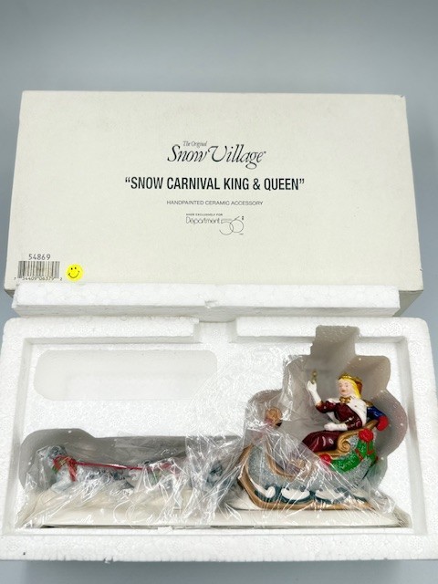 Dept 56 Snow Village Christmas Snow Carnival King and Queen Dog Sled #54869 NEW