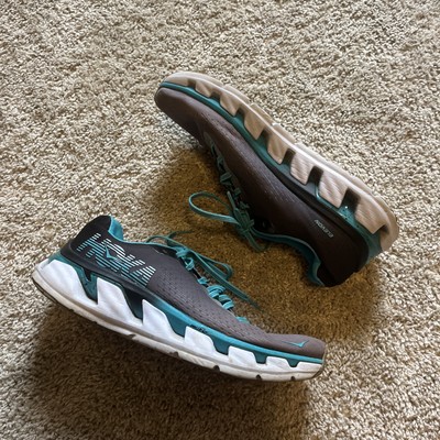 HOKA One One Elevon Teal Gray Running Shoes 1019268 Women s Size 9 Lace Up