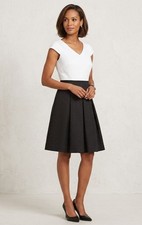 Women's - Tahari Black & White Jacquard Flare Dress, Size 10