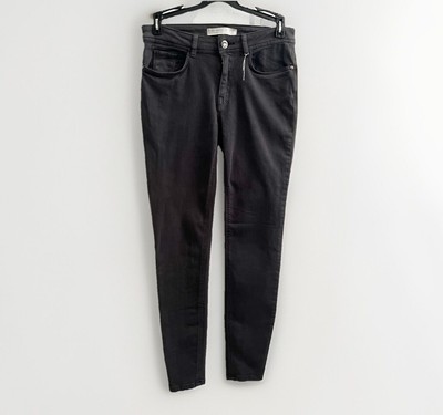 Zara High Rise Ankle Skinny Jeans Size 6 Stretch Washed Black Womens NWOT