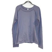 Dusty Light Blue Crew Seamless Long Sleeve Run Active Top Thumb Hole Slimming XL