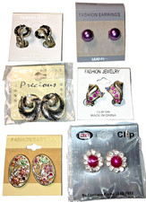 Lot of SIX Pairs of Women's Fashion Clip-on Earrings NEW