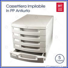 cassettiera mini in plastica con 5 cinque cassetti da scrivania per ufficio DC5A
