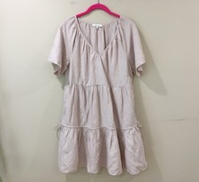 Madewell Womens M Lorelei Mini Dress Pink Blush Linen Blend Tiered Beach  NWOT