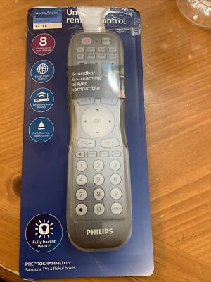 Philips Elite Universal Remote Control 8 Devices - For All Major Brands Backlit