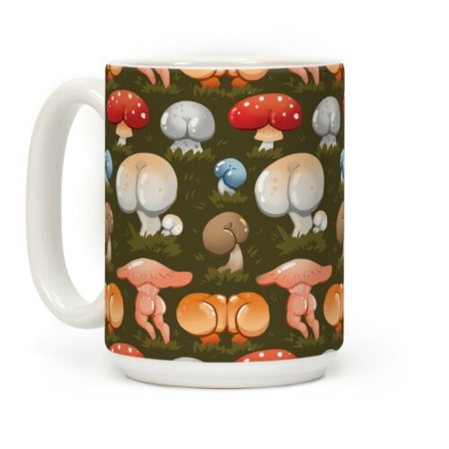 Butt Mushroom Pattern Coffee Mug, funny Coffee Mug - Picture 2 of 3