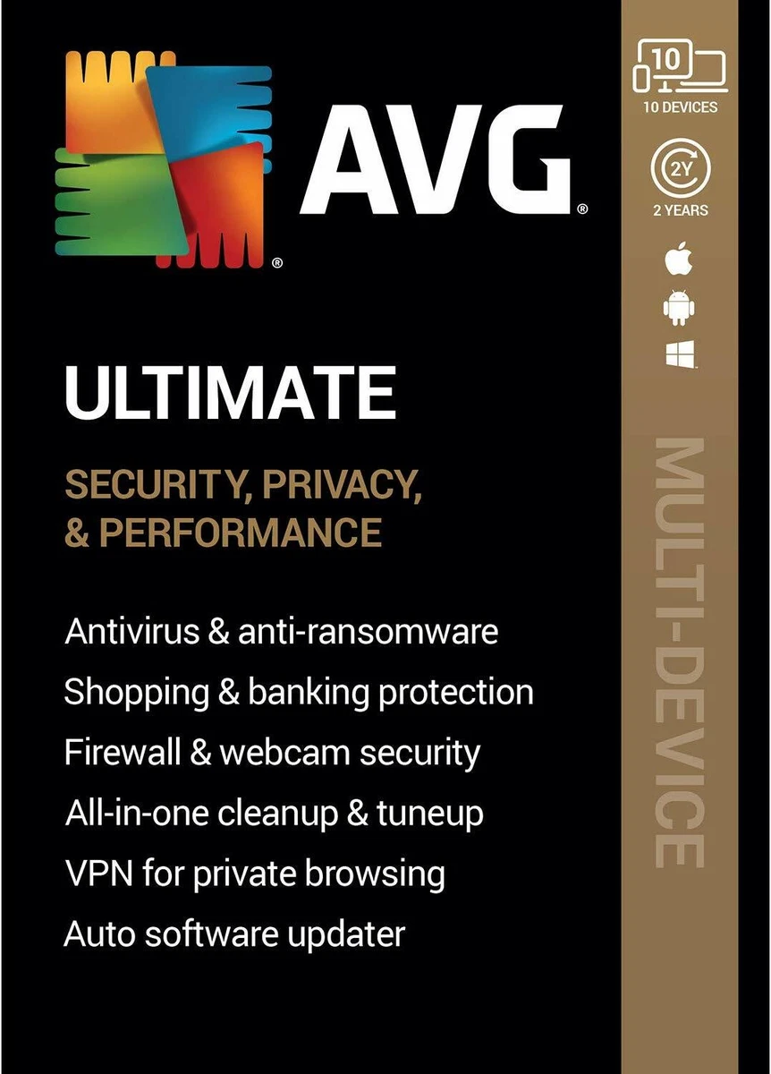 AVG ULTIMATE 2023 - FOR 10 DEVICES - 2 YEAR - NOW INCLUDES SECURE.