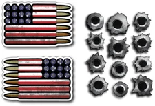 American Flag Bullet Ammo Vinyl Decal Bumper Sticker Car Window US Truck Yeti 3M