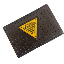 RARE OAKLEY CREDIT CARD / ID HOLDER Black w Yellow Warning Wallet Insert Bi-Fold
