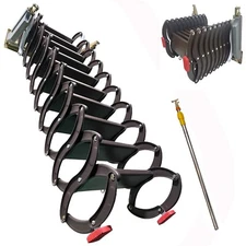 Folding Loft Ladder 10+2Steps Wall Mounted Extension Stairs 8.2-9.2ft Chocolate