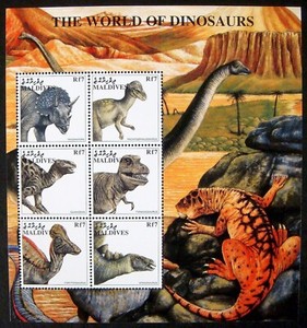 MALDIVES 1997 #2279 & 2282 S/S MNH WORLD OF DINOSAURS SHEET/PREHISTORIC ANIMALS