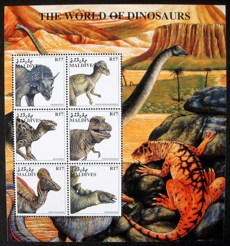 MALDIVES 1997 #2279 & 2282 S/S MNH WORLD OF DINOSAURS SHEET/PREHISTORIC ANIMALS