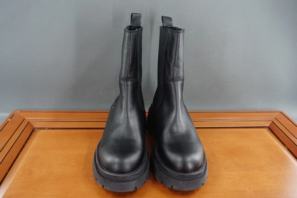 Andre Assous Mujer Talla 38/8 Zapatos Cuero Negro Pull On Gruesas Botas Chelsea Foto 2 de 4