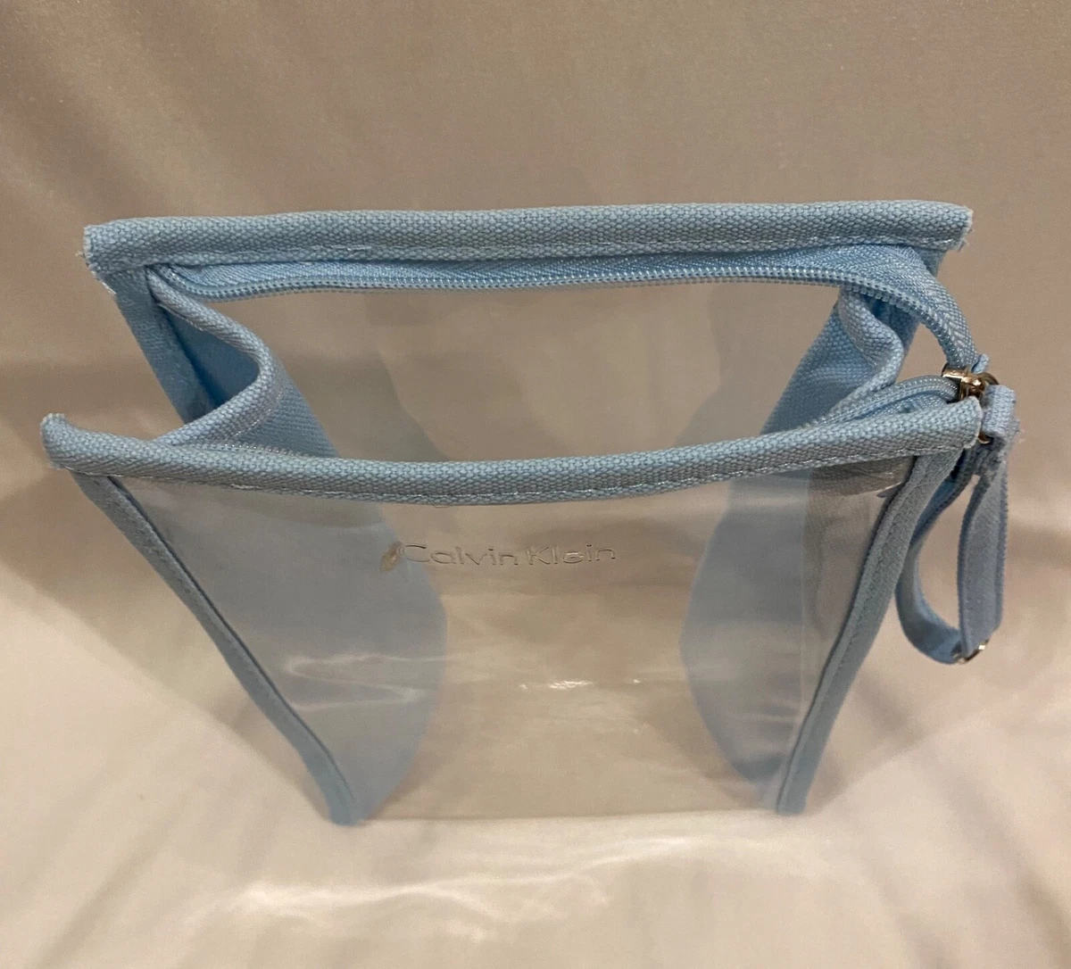 Calvin Klein Promo Clear Hard Plastic Cosmetic Travel BAG Zipper