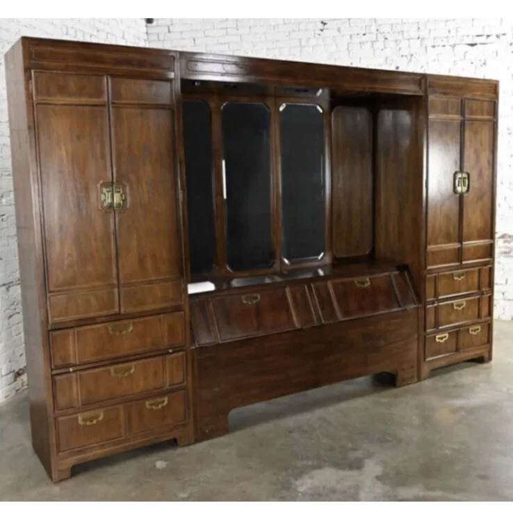 Cama y armarios modulares de 3 secciones Mystique estilo campaña Thomasville Foto 3 de 4