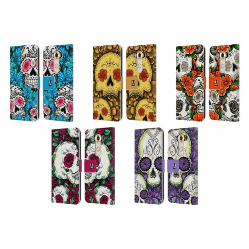 HEAD CASE DESIGNS FLORID OF SKULLS LEATHER BOOK CASE & WALLPAPER FOR LG V10 - Picture 1 of 12