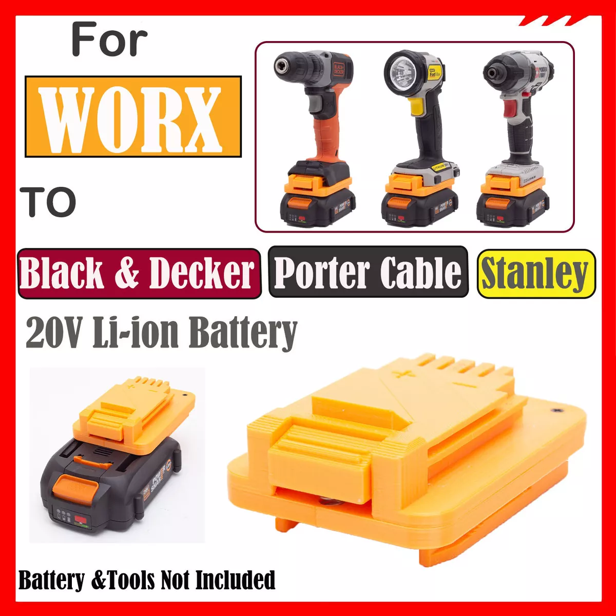 Black and Decker Battery Adapter to WORX – Power Tools Adapters