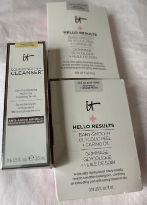 IT COSMETICS Confidence In A Cleanser 0.6 Oz. & Hello Results Peel 0.28 Oz. NIB