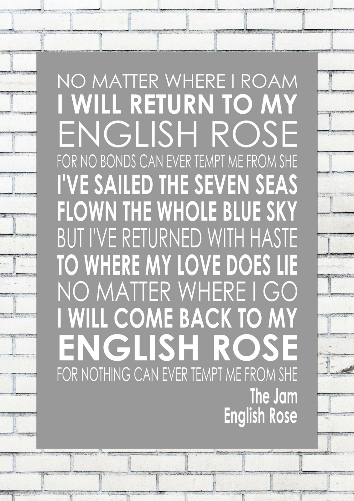 The Jam English Rose Word Wall Art Typography Song Lyrics Poster Lyric eBay