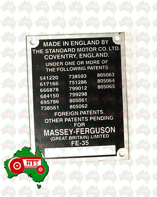 Mf 35 Serial Numbers Tractor Fits for Massey Ferguson FE35 35 Serial Number Plate | eBay ...