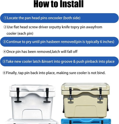 Yeti Cooler T Latches Lid Hard Durable Rubber Non Slip Replacement Parts 2 Pack - Bild 7 von 7