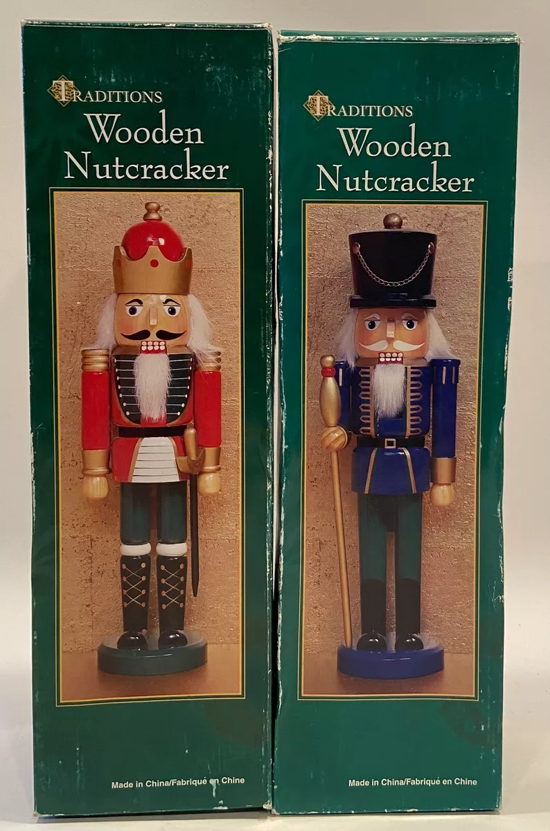 Lot of 2 Traditions Wooden Hand Painted Nutcrackers Christmas