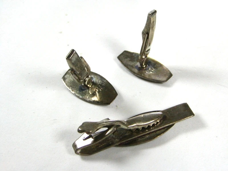 Gemelos de plata esterlina Siam bailarina Niello broche de corbata sin marca 81915 Foto 2 de 3