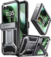 For Moto Razr Ultra 2025 Case Poetic with Kickstand Shockproof Cover Gun Metal