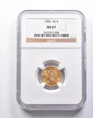 MS67 1906 $2.50 Liberty Head Gold Quarter Eagle NGC *1491