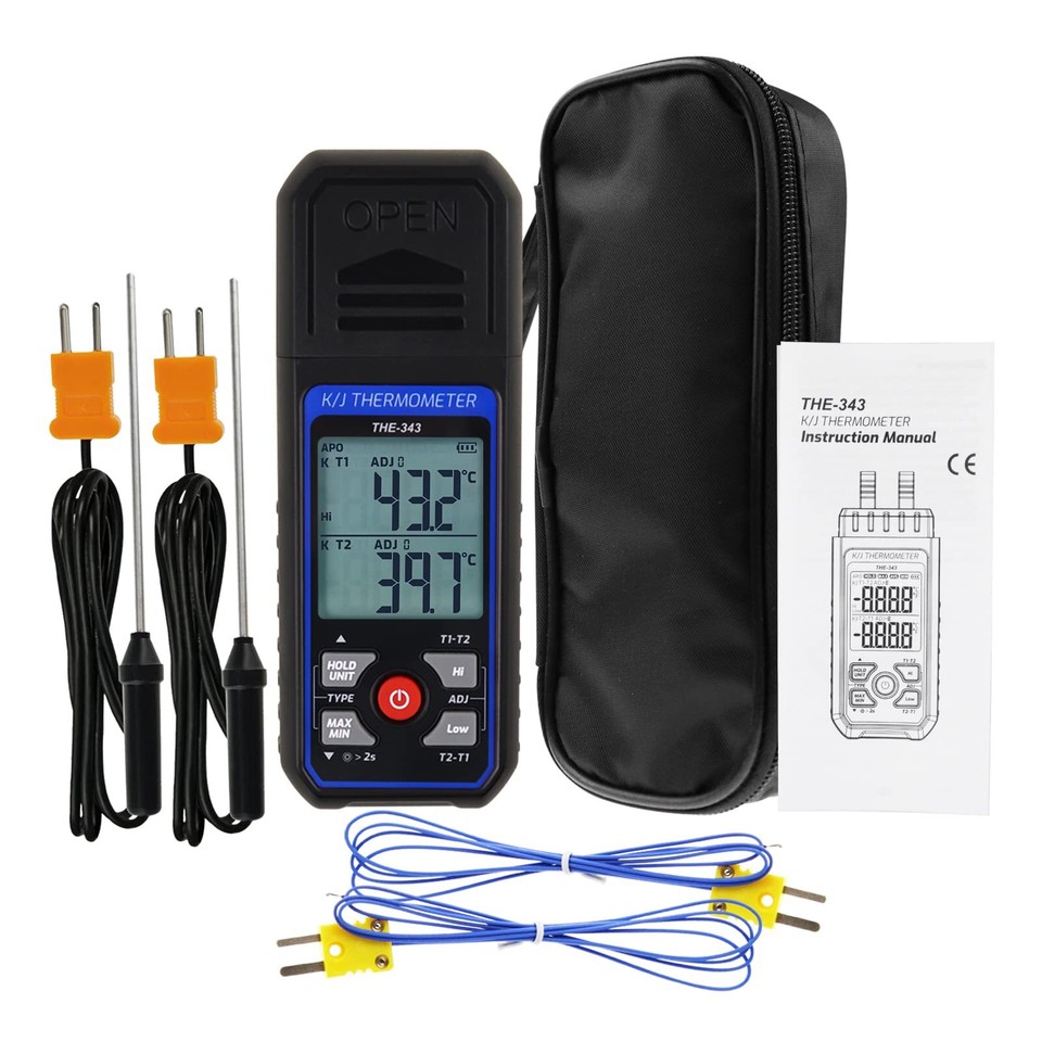 Thermomètre Numérique Thermocouple Type K -200~1372°C | Double Canal HVAC Avec Alarme